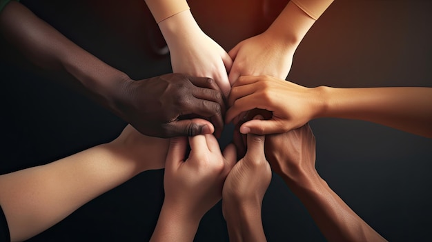 A group of people holding hands, one of which is black and the other is black and the other is black