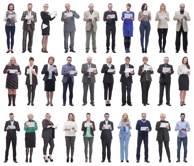 Group of people holding tablet and looking into it