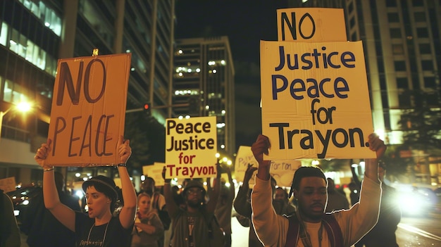 a group of people holding up signs that say peace and peace for justice