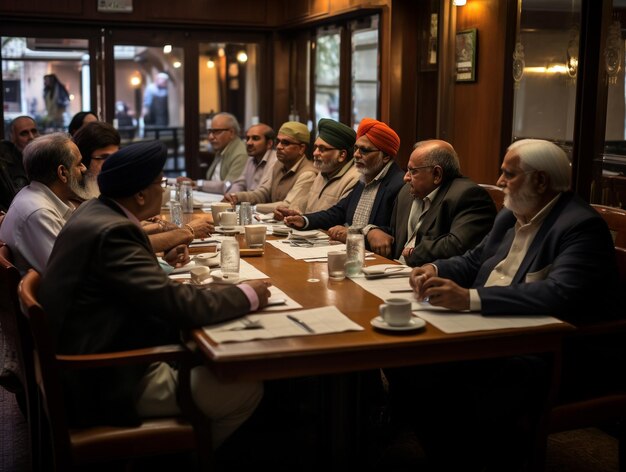 Group of People at a Large Table