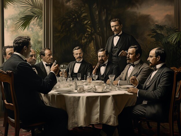 Photo group of people at a large table