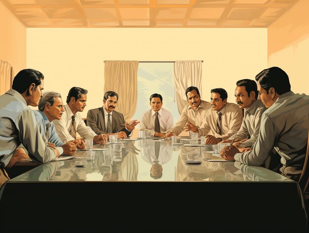 Group of people at a large table