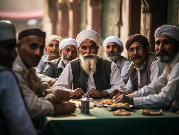 group of people at a large table