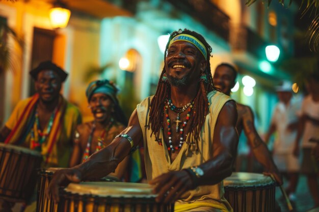 Group of people playing drums