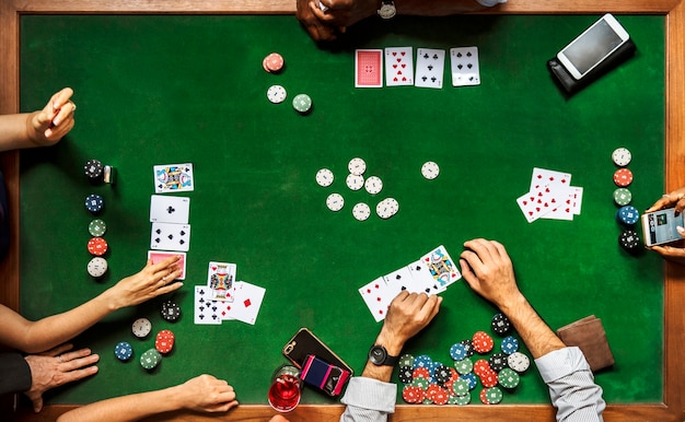 Group of people playing poker 