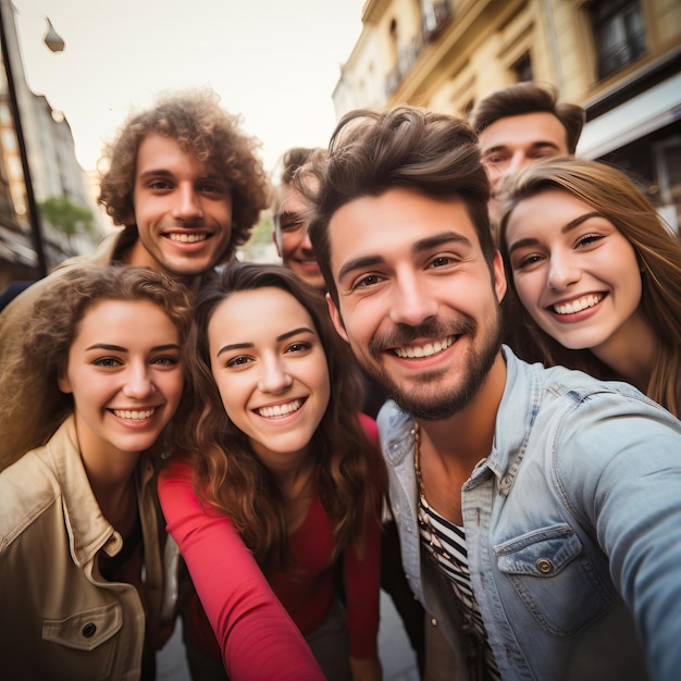 a group of people posing for a photo with one of them holding a camera.