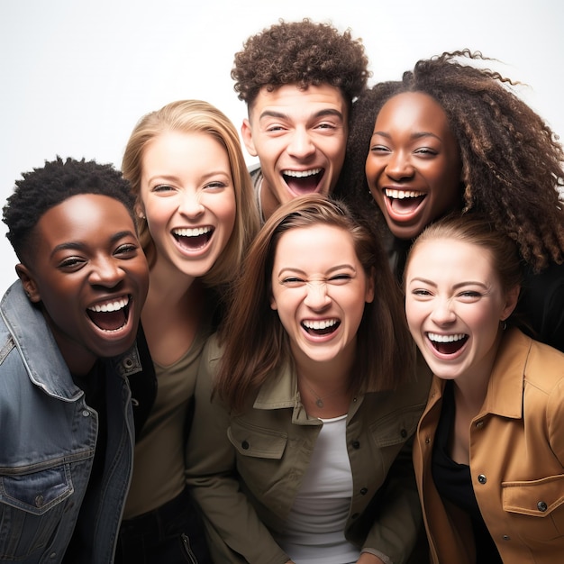 a group of people posing for a photo with the words quot happy quot on the bottom