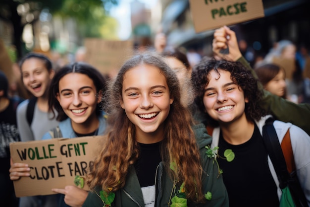 Group of people protesting on the streets for climate change