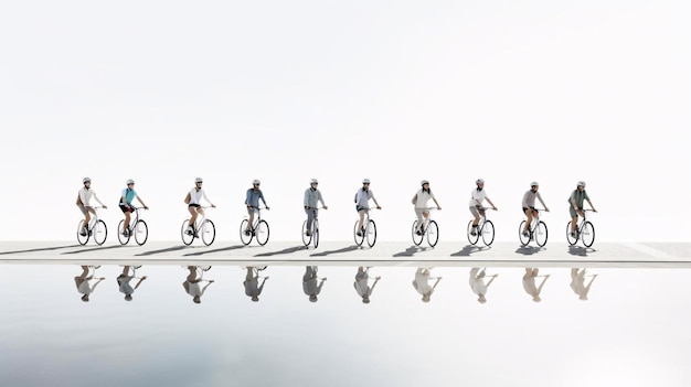 道路で自転車に乗っている人々のグループ