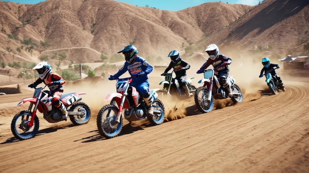 Group of People Riding Dirt Bikes on Top of Dirt Field