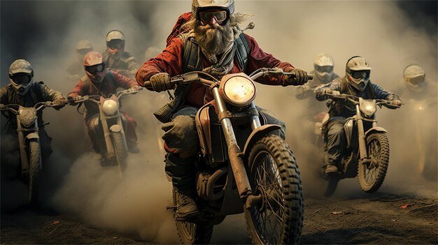 Photo a group of people riding motorcycles in the dirt