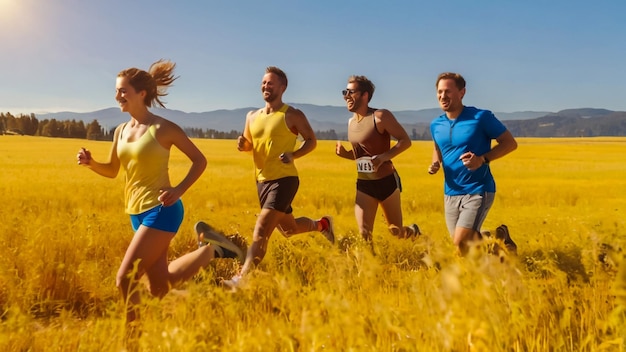 a group of people running in a field with the words  do not know  on the front