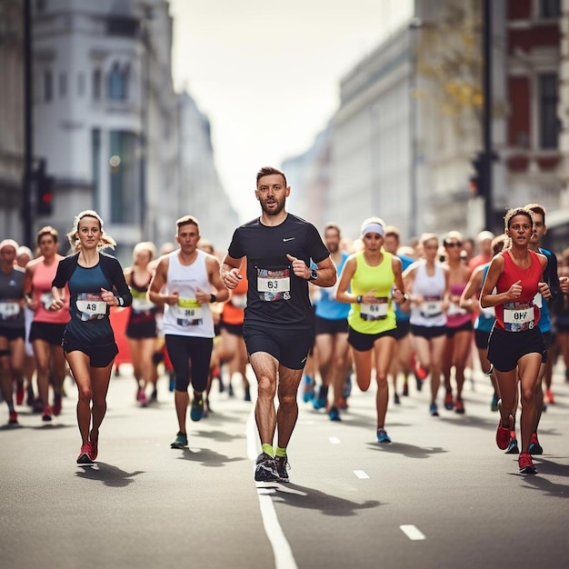 Foto un gruppo di persone che corrono in una maratona