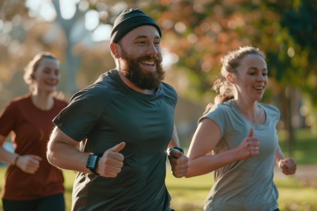 Group of People Running in Park