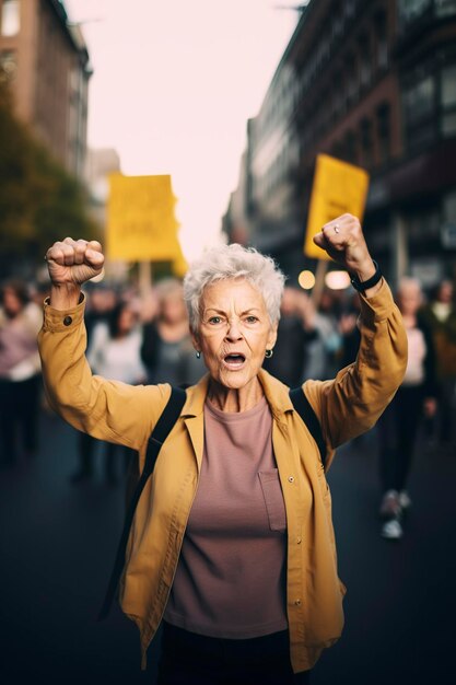 Photo group of people shouting and defending their rights demonstrating