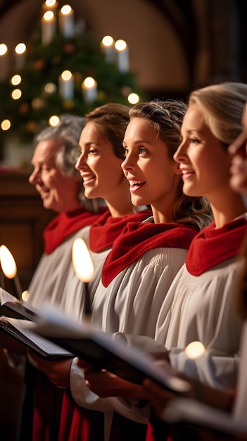 Photo a group of people singing in a choir