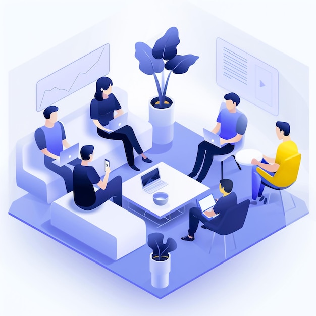a group of people sit in a room with a tv on the wall