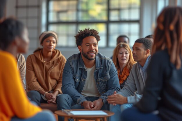 Photo a group of people sits at a table and makes important decisions