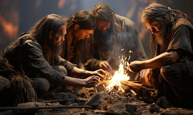 Group of People Sitting Around a Fire