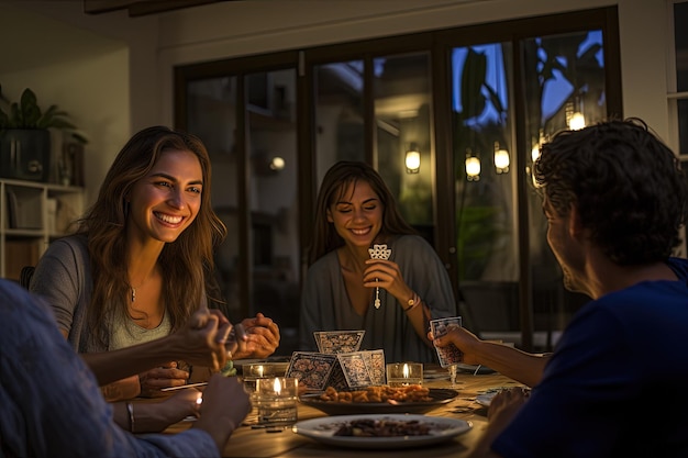 Photo a group of people sitting around a table