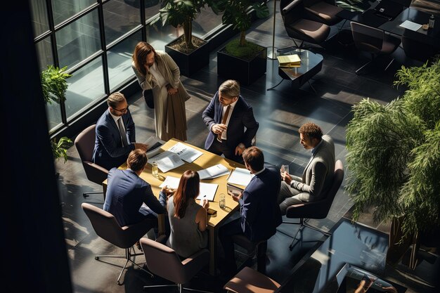 A group of people sitting around a table