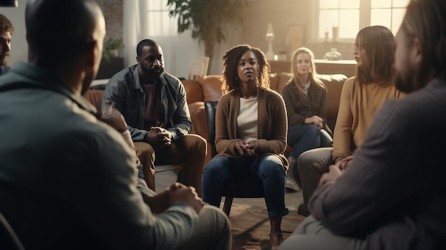 Group of People Sitting in Circle Engaged in Conversation and Shared Moments World Cancer Day