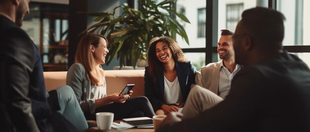 Photo a group of people sitting on a couch one of which has a credit card in the other hand