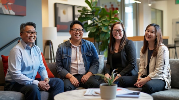 Group of people sitting on a couch