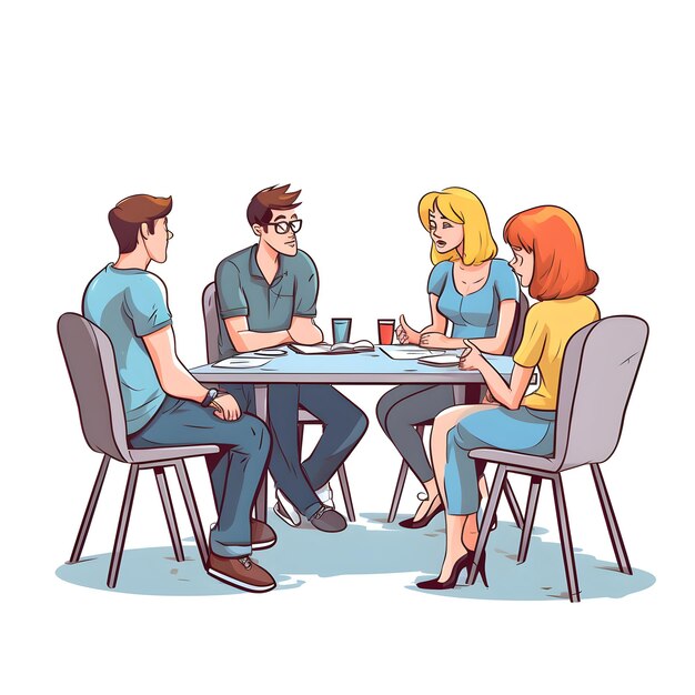 A group of people sitting at a table