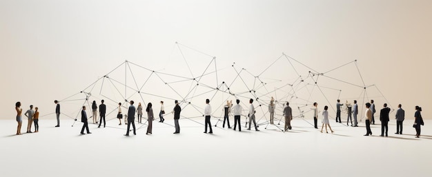 a group of people stand in front of a large image of a large wire mesh