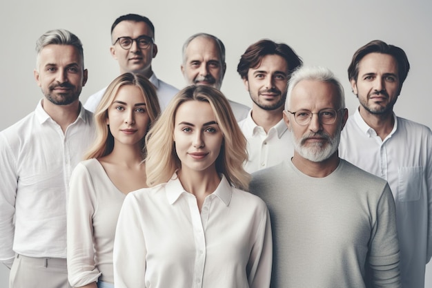 A group of people stand in a group