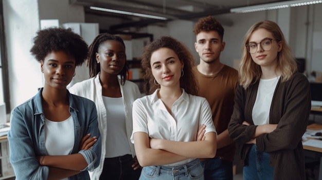 A group of people stand in a room with one of them saying'we are the people '