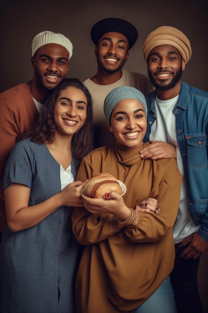 A group of people stand together and smile for the camera.