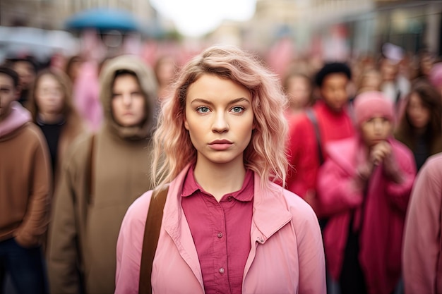 A group of people standing around each other