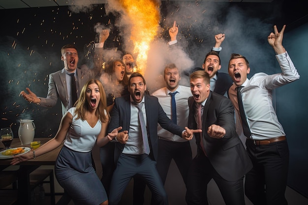 A group of people standing around a fire