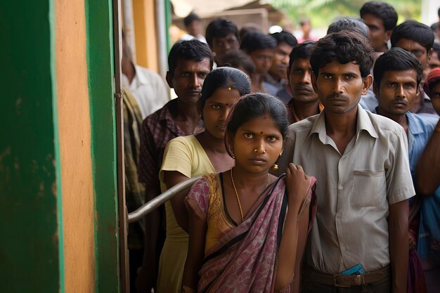 Group of People Standing Outside Building