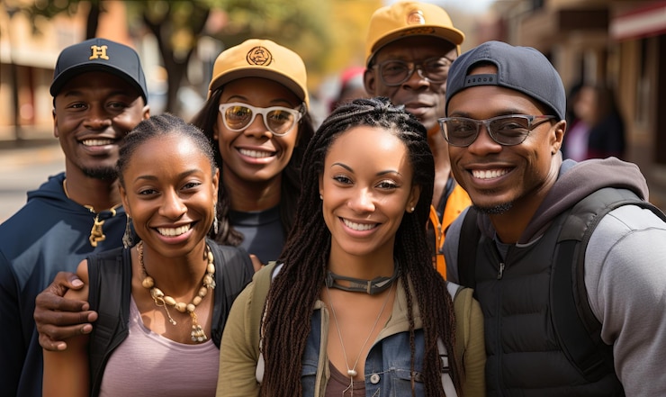 Photo group of people standing together