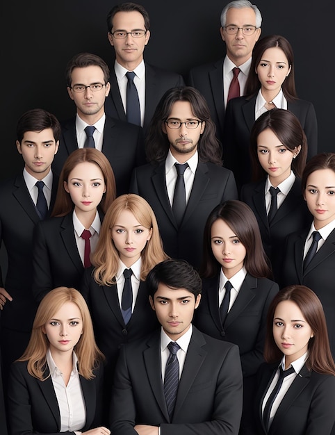 group of people standing with office suit