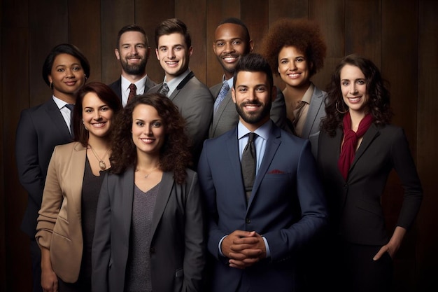 A group of people in suits with one wearing a tie.