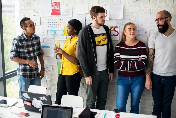 Photo group of people team support startup business