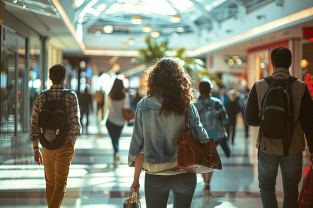 Foto un gruppo di persone che camminano lungo un corridoio