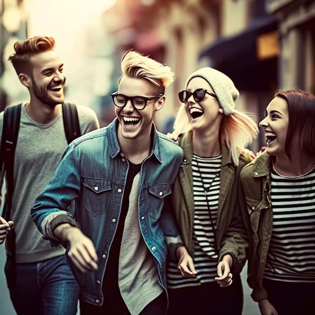 A group of people walking down a street, one of them has a shirt that says'i love you '