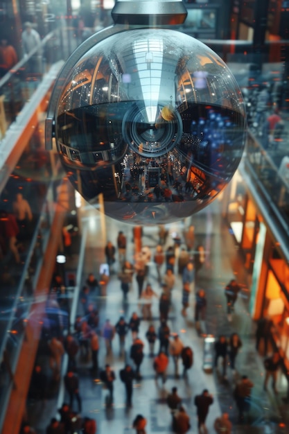 Photo a group of people walking together through a bustling shopping mall perfect for illustrating shopping retail consumerism and socializing concepts