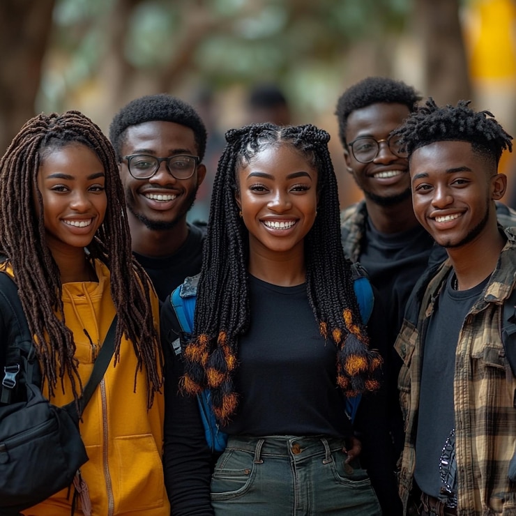 Photo a group of people with dreadlocks and one has a yellow shirt on