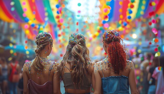 Foto un gruppo di persone con bandiere e la parola arcobaleno