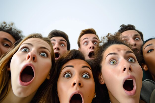 Photo a group of people with glasses and one of them is making a surprised face