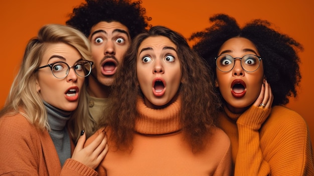 A group of people with glasses and a sweater that says'the word'on it '