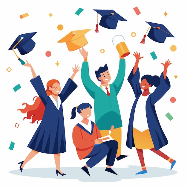 Photo a group of people with hats and caps that say  graduate