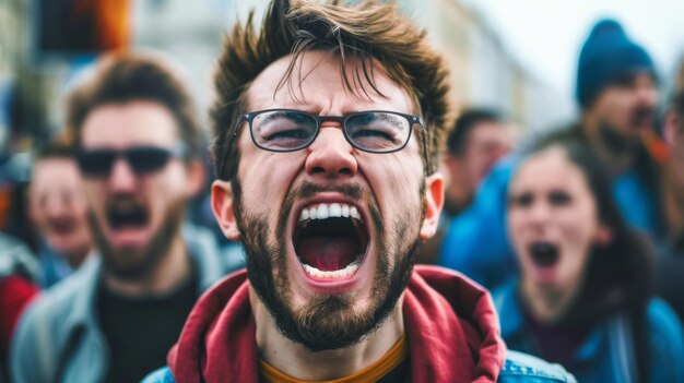 Photo group of people with mouths open