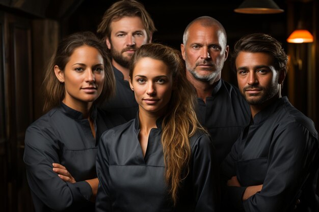 A group of people with their arms crossed in front of them.